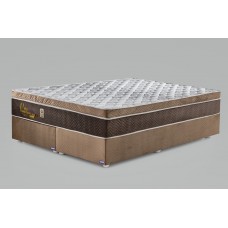 Base Cama Box Suede Matelado Bordado Chocolate - King